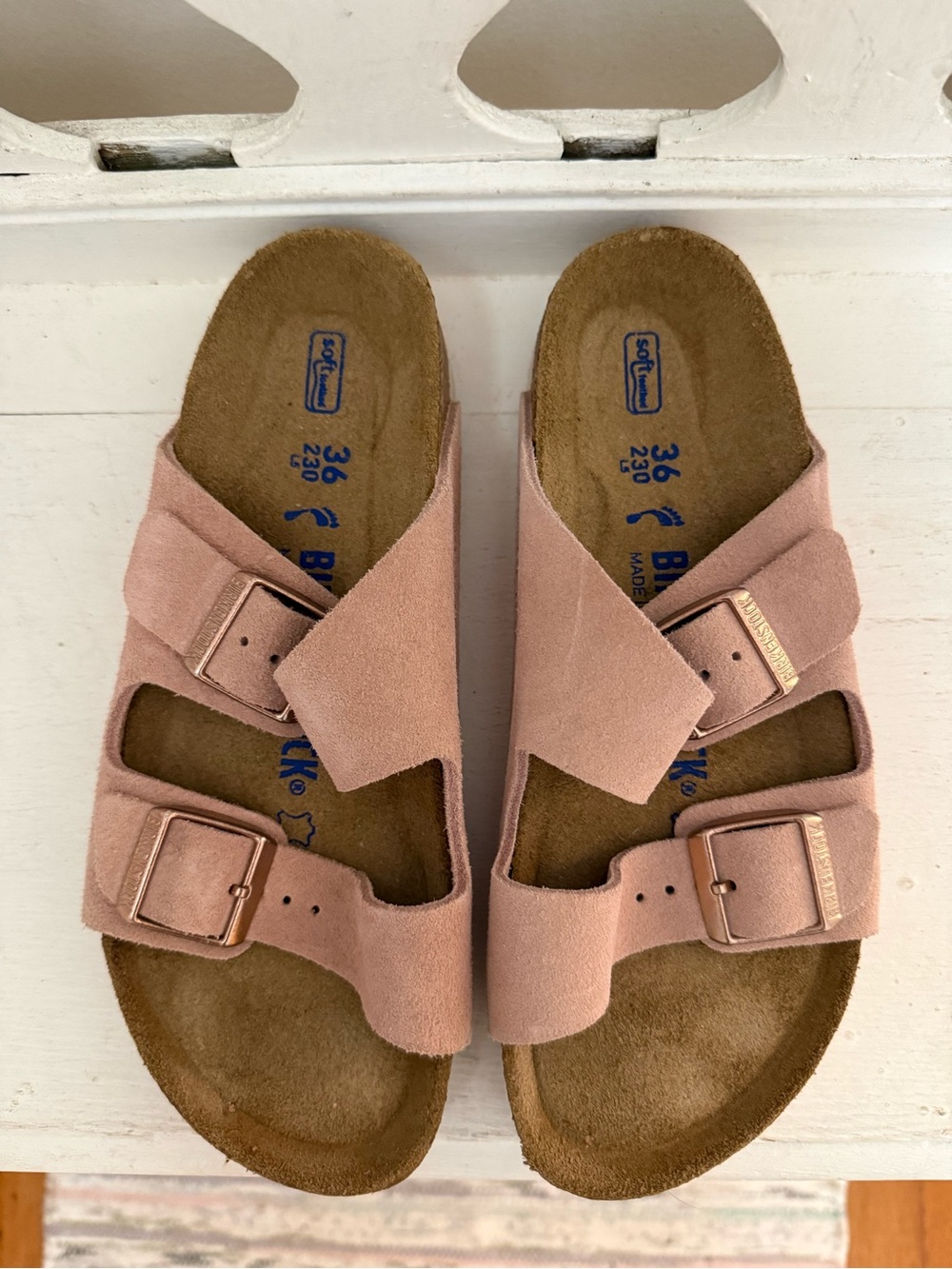 BIRKENSTOCK Women’s Arizona Dusty Pink Suede Two-Strap Sandals